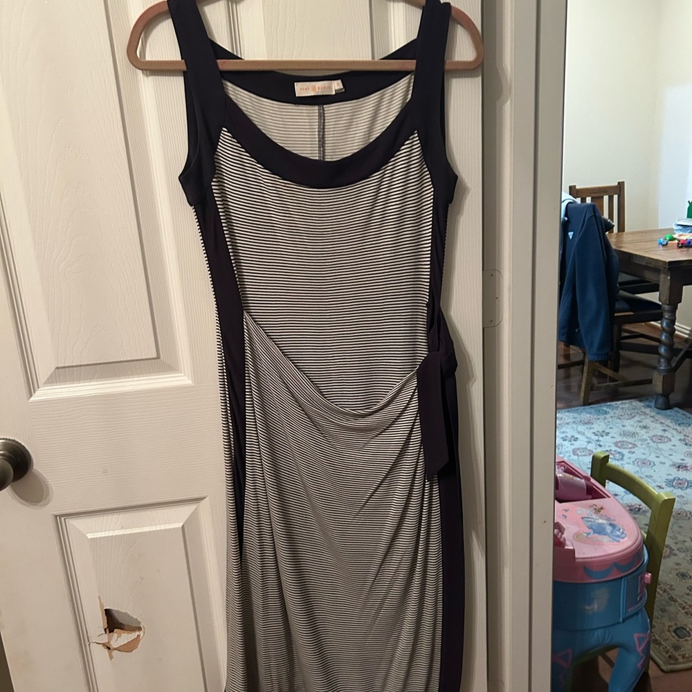 Elegant Striped navy and White Dress